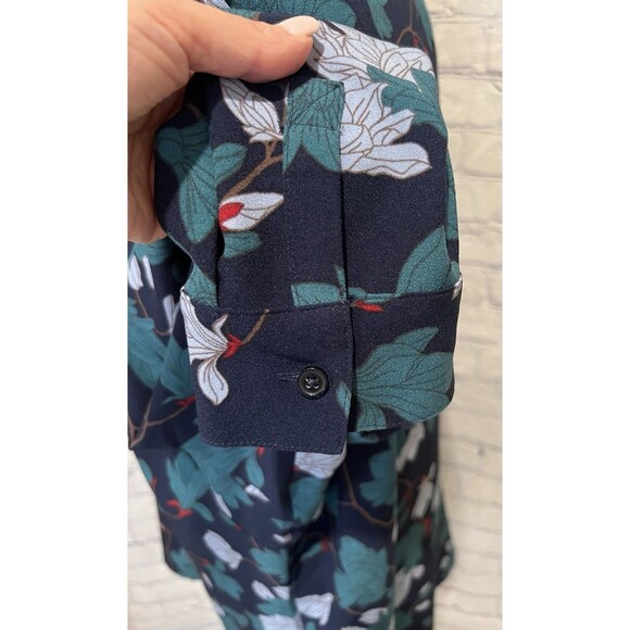 Denim & Co. QVC Printed V-Neck Henley Blouse Navy Plus Size 2X - Picture 6 of 11